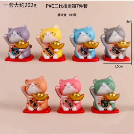 Mini Maneki Neko Pastel – Porte-Bonheur Multicolore