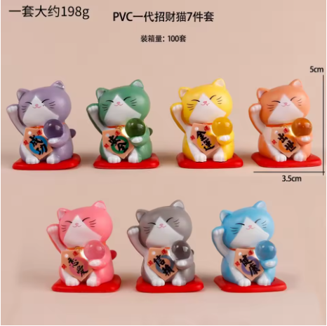 Mini Maneki Neko Pastel – Porte-Bonheur Multicolore