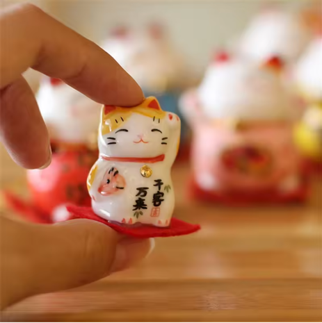 Mini Maneki Neko Japonais – Écriture Traditionnelle