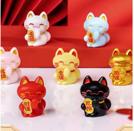 Mini Maneki Neko – Figurines Porte-Bonheur Colorées